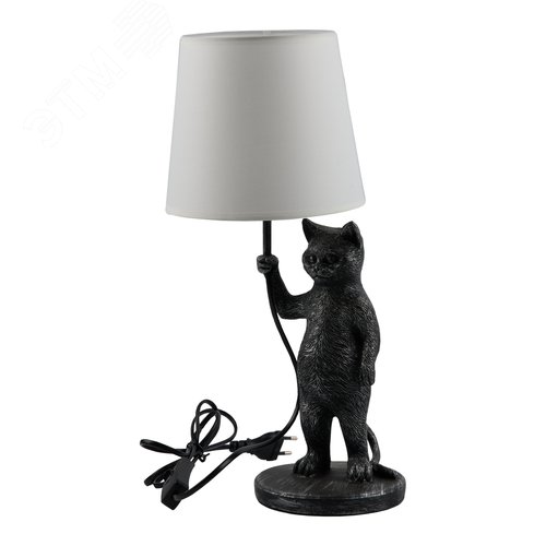 Светильник UML-B465 E14 SILVER настольный декоративный Кот, под лампу Е14, 40W. Механический выключатель. Серебристый - фото 3