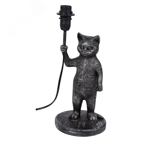 Светильник UML-B465 E14 SILVER настольный декоративный Кот, под лампу Е14, 40W. Механический выключатель. Серебристый - фото 6