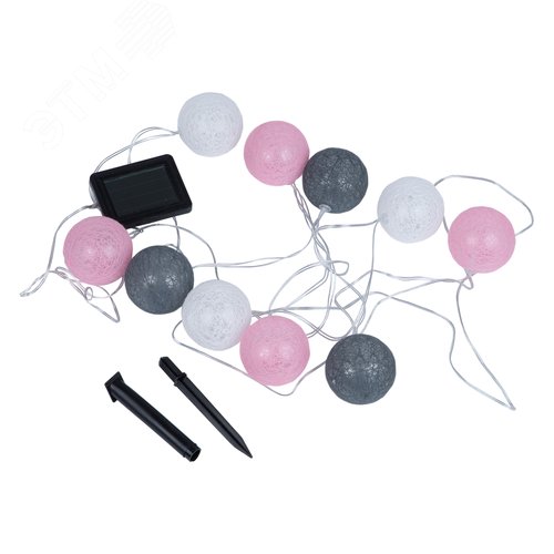 Гирлянда садовая USL-S-230/PM1800 COTTON BALLS-1 на солнечной батарее ''Клубки'' 10 светодиодов Теплый белый свет 1*АА Ni-Mh аккумулятор в/к. IP44 TM - фото 3