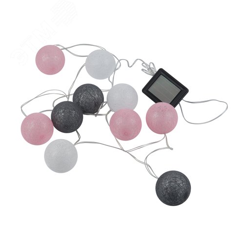 Гирлянда садовая USL-S-230/PM1800 COTTON BALLS-1 на солнечной батарее ''Клубки'' 10 светодиодов Теплый белый свет 1*АА Ni-Mh аккумулятор в/к. IP44 TM - фото 1