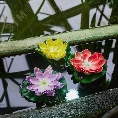 Светильник садовый на солнечной батарее Красная кувшинка Плавающий 1 светодиода Теплый белый свет 1xААA Ni-Mh аккумулятор в комплекте IP44 USL-S-826/PT060 RED WATERLILY - фото 9