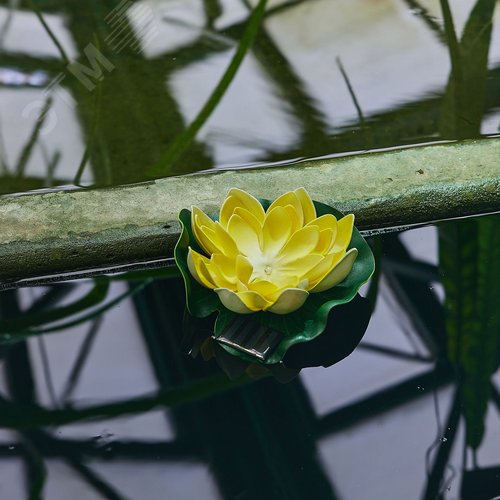 Светильник садовый на солнечной батарее Желтая кувшинка Плавающий. 1 светодиода Теплый белый свет 1xААA Ni-Mh аккумулятор в комплекте IP44 USL-S-827/PT060 YELLOW WATERLILY - фото 5