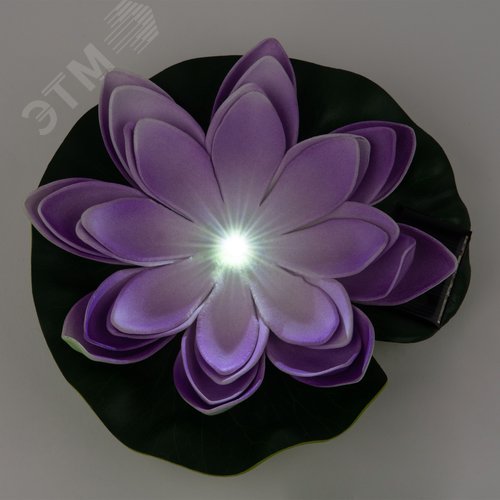 Светильник садовый на солнечной батарее Фиолетовая кувшинка Плавающий 1 светодиод Теплый белый свет 1xААA Ni-Mh аккумулятор в клмпдекте IP44 USL-S-828/PT060 PURPLE WATERLILY - фото 3