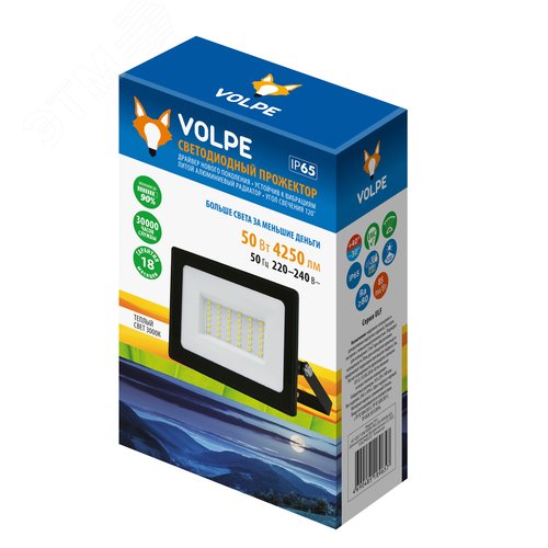 Прожектор светодиодный 50 Вт Теплый белый свет 3000К Корпус черный TM Volpe ULF-Q517 50W/3000K IP65 220-240V BLACK - фото 11