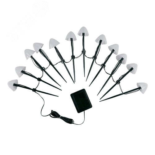 Изображение товара Светильник садовый на солнечной батарее Разноцветные грибы в комплекте из 12 штук 12 светодиодов Разноцветный свет 1xАA Ni-Mh аккумулятор в комплекте IP44 USL-S-830/PM020 MULTICOLOR MUSHROOMS SET12 (шт)