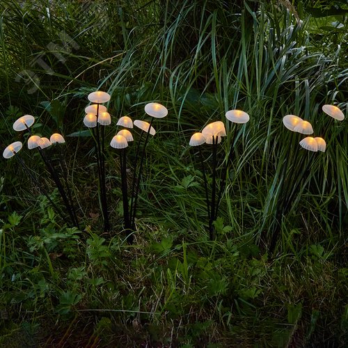 Светильник садовый на солнечной батарее Волшебные грибы в комплекте из 25 штук 25 светодиодов Теплый белый свет 1xАA Ni-Mh аккумулятор в комплекте IP44 USL-S-832/PM030 FAIRY MUSHROOMS SET25 - фото 2