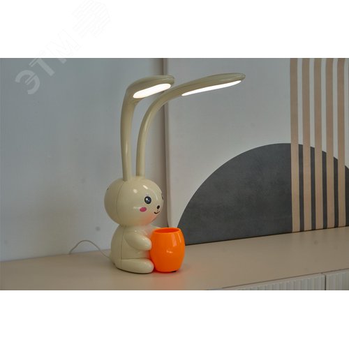 Светильник настольный светодиодный Заяц с подставкой под канцелярские принадлежности 12 Вт Сенсорный выключатель Диммер Слоновая кость TM ULM-D160 12W/3000-6000K/DIM IVORY - фото 8