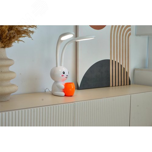 Светильник настольный светодиодный Заяц с подставкой под канцелярские принадлежности 12 Вт Сенсорный выключатель Диммер Белый ULM-D160 12W/3000-6000K/DIM WHITE - фото 10