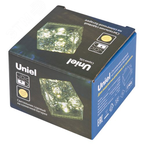 Светильник садовый на солнечной батарее 4 светодиода Теплый белый свет 1xАА Ni-Mh аккумулятор в комплекте IP44 USL-F-172/PT050 ICECUBE - фото 3