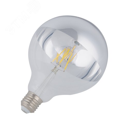 Лампа светодиодная 4 Вт Форма шар прозрачная колба с зеркальным отражателем D125 mm Серия Sky Теплый белый свет 3000K упаковка Картон ТМ LED-G125-4W/3000K/E27/CL MIRROR/CHROME PLS02WH - фото 3