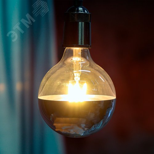 Лампа светодиодная 4 Вт Форма шар прозрачная колба с зеркальным отражателем D125 mm Серия Sky Теплый белый свет 3000K упаковка Картон ТМ LED-G125-4W/3000K/E27/CL MIRROR/CHROME PLS02WH - фото 11