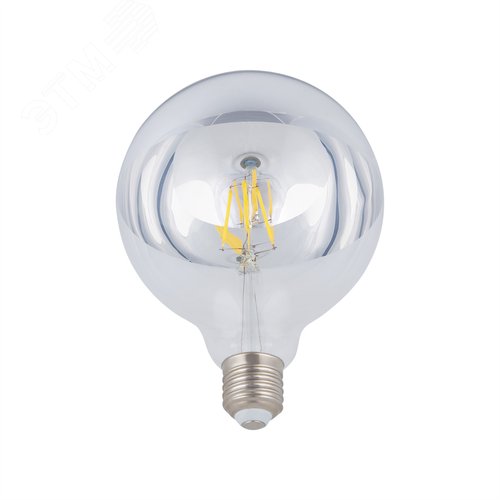 Лампа светодиодная 4 Вт Форма шар прозрачная колба с зеркальным отражателем D125 mm Серия Sky Белый свет 4000K упаковка Картон ТМ LED-G125-4W/4000K/E27/CL MIRROR/CHROME PLS02WH - фото 5