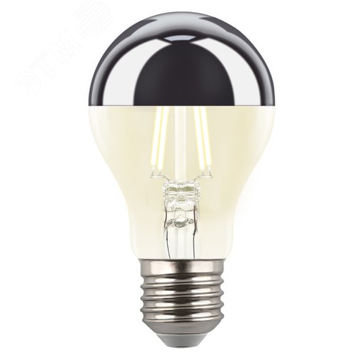 Лампа светодиодная 4 Вт Форма A прозрачная колба с зеркальным отражателем Серия Sky Теплый белый свет 3000K Картон ТМ LED-A60-4W/3000K/E27/CL MIRROR/CHROME PLS02WH - фото 1