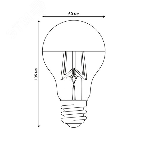 Лампа светодиодная 4 Вт Форма A прозрачная колба с зеркальным отражателем Серия Sky Теплый белый свет 3000K Картон ТМ LED-A60-4W/3000K/E27/CL MIRROR/CHROME PLS02WH - фото 4