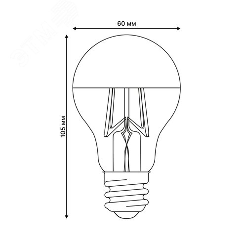 Лампа светодиодная 4 Вт Форма A прозрачная колба с зеркальным отражателем Серия Sky Белый свет 4000K Картон ТМ LED-A60-4W/4000K/E27/CL MIRROR/CHROME PLS02WH - фото 4