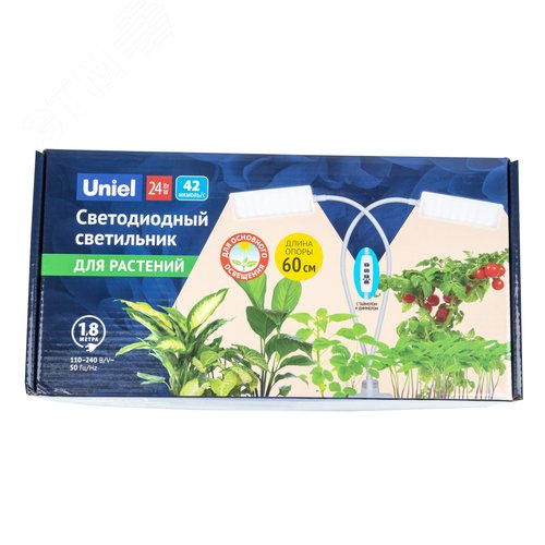 Светильник для растений светодиодный с таймером 24 Вт на прищепке Спектр для фотосинтеза ULT-P37-24W/SPFR/TM/60 IP40 WHITE TWIN - фото 14