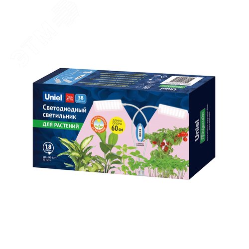 Светильник для растений светодиодный с таймером 24 Вт на прищепке Спектр для фотосинтеза ULT-P37-24W/SPLE/TM/60 IP40 WHITE TWIN - фото 12