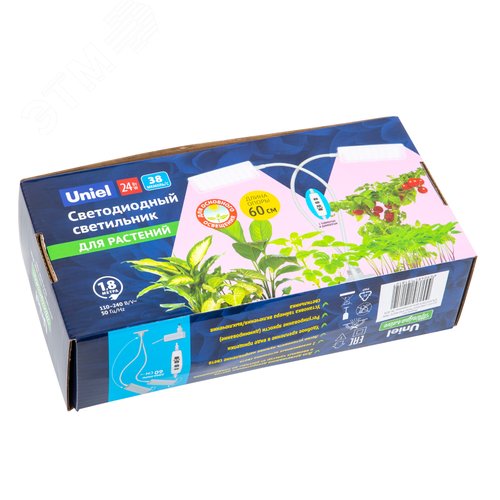 Светильник для растений светодиодный с таймером 24 Вт на прищепке Спектр для фотосинтеза ULT-P37-24W/SPLE/TM/60 IP40 WHITE TWIN - фото 13
