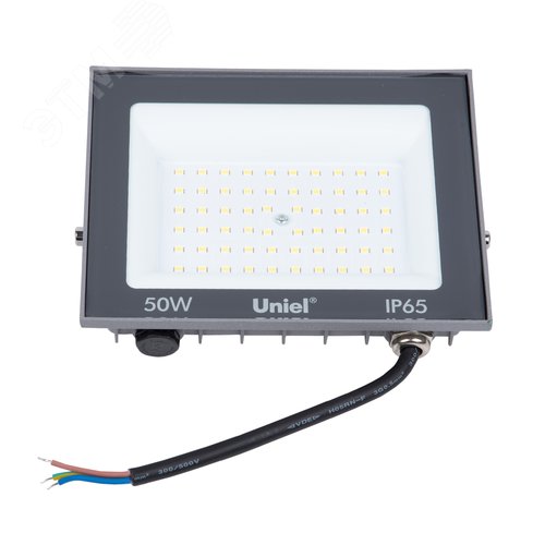 Прожектор светодиодный 50 ВтДневной свет 6500K серый корпус ULF-F23-50W/6500K IP65 160-240V GREY - фото 3