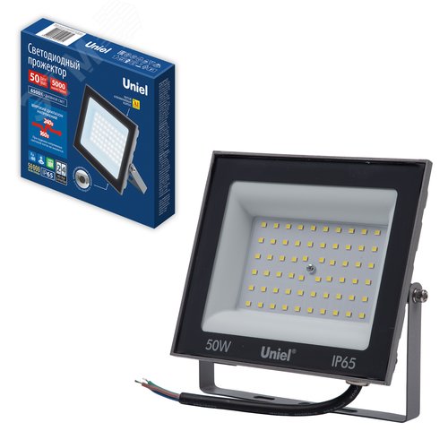 Прожектор светодиодный 50 ВтДневной свет 6500K серый корпус ULF-F23-50W/6500K IP65 160-240V GREY - фото 12