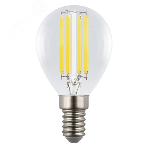 Лампа светодиодная 4 Вт Форма шар прозрачная Серия Яркая A++ Теплый белый свет 3000K Картон LED-G45-4W/3000K/E14/CL GLY01TR - фото 2