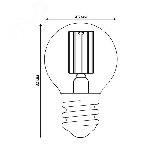 Лампа светодиодная 4 Вт Форма шар прозрачная Серия Яркая A++ Теплый белый свет 3000K Картон LED-G45-4W/3000K/E27/CL GLY01TR - фото 5