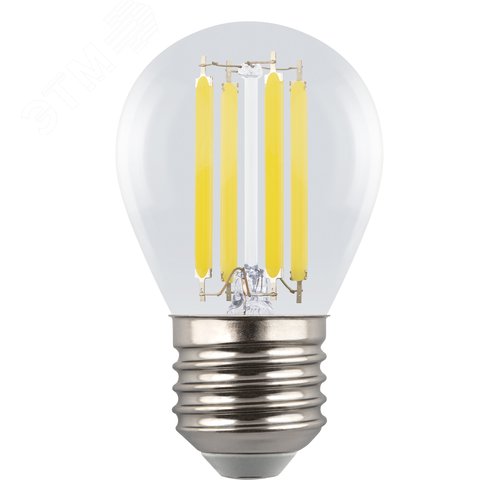 Лампа светодиодная 4 Вт Форма шар прозрачная Серия Яркая A++ Белый свет 4000K Картон LED-G45-4W/4000K/E27/CL GLY01TR - фото 2