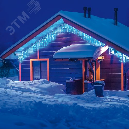 Бахрома светодиодная с эффектом мерцания 10м соединяемая 248 светодиодов синий и белый свет прозрачный провод ULD-B10006-248/TTK BLUE-WHITE IP44 - фото 8