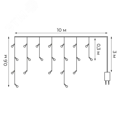 Бахрома светодиодная с эффектом мерцания 10м соединяемая 248 светодиодов синий и белый свет прозрачный провод ULD-B10006-248/TTK BLUE-WHITE IP44 - фото 4