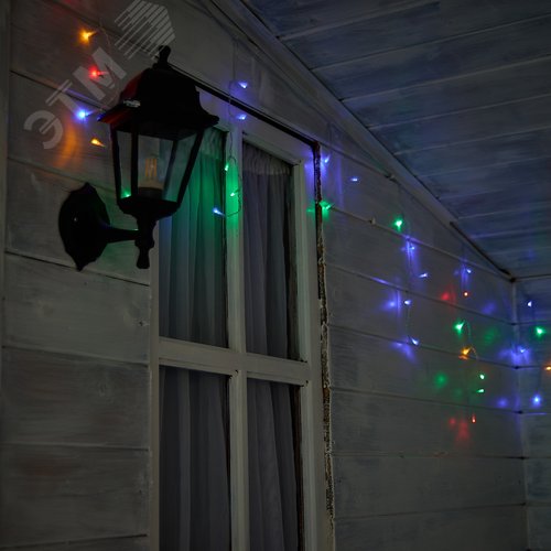 Бахрома светодиодная со статическим свечением 6м соединяемая 80 светодиодов разноцветный свет прозрачный провод ULD-B6006-080/STK MULTI IP44 - фото 8