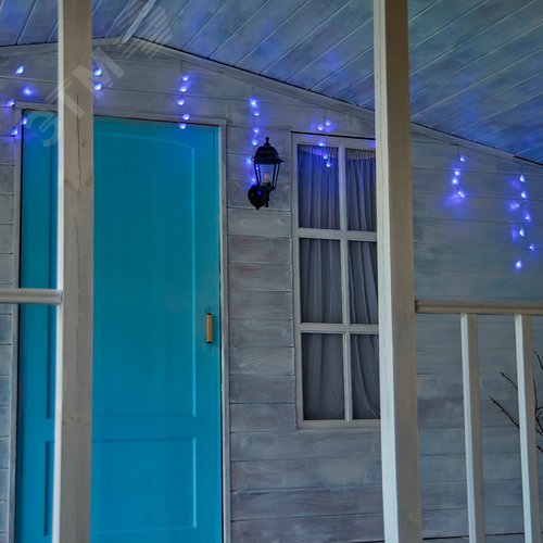 Бахрома светодиодная со статическим свечением 6м соединяемая 80 светодиодов синий свет прозрачный провод ULD-B6006-080/STK BLUE IP44 - фото 7