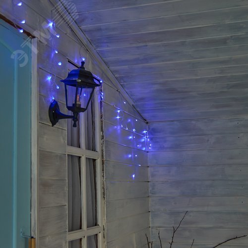 Бахрома светодиодная со статическим свечением 6м соединяемая 80 светодиодов синий свет прозрачный провод ULD-B6006-080/STK BLUE IP44 - фото 8