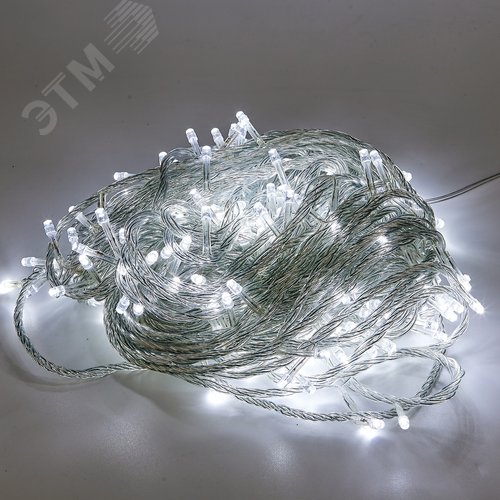 Гирлянда светодиодная 25 м соединяемая 225 светодиодов белый свет прозрачный провод WHITE IP20 - фото 2