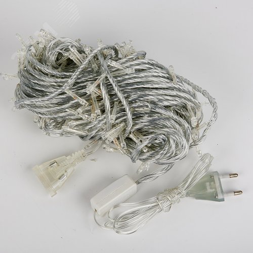 Гирлянда светодиодная 25 м соединяемая 225 светодиодов белый свет прозрачный провод WHITE IP20 - фото 4