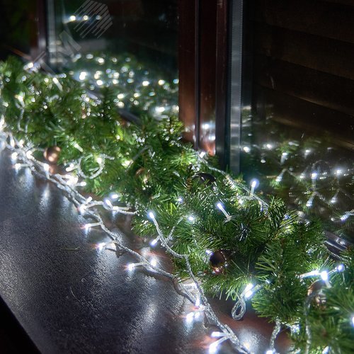 Гирлянда светодиодная 25 м соединяемая 225 светодиодов белый свет прозрачный провод WHITE IP20 - фото 8