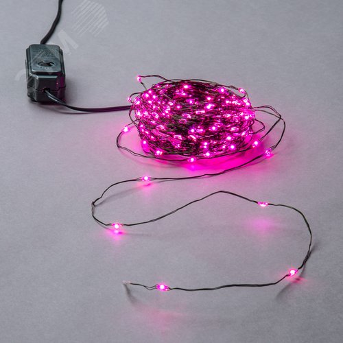 Гирлянда светодиодная Роса 20 м 200 светодиодов Розовый свет зеленый провод ТМ ULD-S2000-200/DGA PINK IP20 DEW - фото 6
