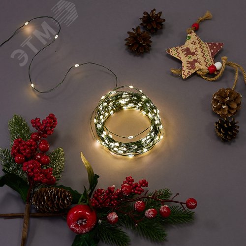 Гирлянда светодиодная Роса 30 м 300 светодиодов Теплый белый свет зеленый провод ТМ ULD-S3000-300/DGA WARM WHITE IP20 DEW - фото 8