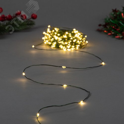 Гирлянда светодиодная Роса 100м 1000 светодиодов теплый белый свет зеленый провод ULD-S10000-1000/DGA WARM WHITE IP20 DEW - фото 8