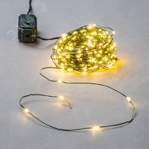 Гирлянда светодиодная Роса 400м 4000 светодиодов теплый белый свет зеленый провод ULD-S40000-4000/DGA WARM WHITE IP20 DEW - фото 1