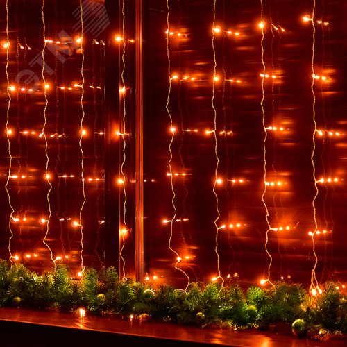 Гирлянда Занавес светодиодный 3х2 м 160 светодиодов янтарный свет прозрачный провод ULD-C3020-160/DTA AMBER IP20 - фото 9