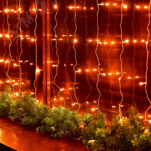 Гирлянда Занавес светодиодный 3х2 м 160 светодиодов янтарный свет прозрачный провод ULD-C3020-160/DTA AMBER IP20 - фото 11