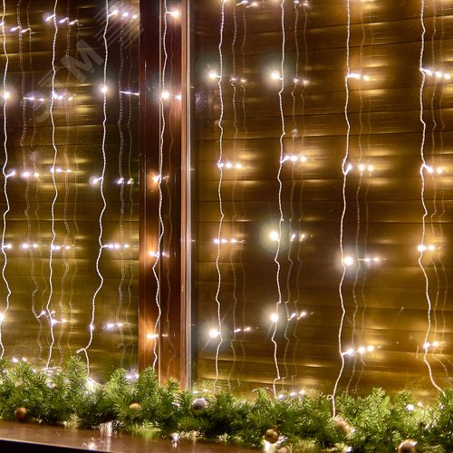 Гирлянда Занавес светодиодный 3х3 м 192 светодиода теплый белый свет прозрачный провод ULD-C3030-192/DTA WARM WHITE IP20 - фото 8