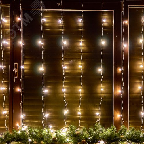 Гирлянда Занавес светодиодный 3х3 м 192 светодиода теплый белый свет прозрачный провод ULD-C3030-192/DTA WARM WHITE IP20 - фото 9