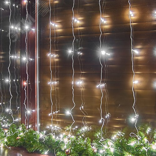 Гирлянда Занавес светодиодный 3х3 м 192 светодиода белый свет прозрачный провод ULD-C3030-192/DTA WHITE IP20 - фото 8