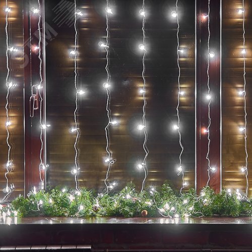 Гирлянда Занавес светодиодный 3х3 м 192 светодиода белый свет прозрачный провод ULD-C3030-192/DTA WHITE IP20 - фото 9