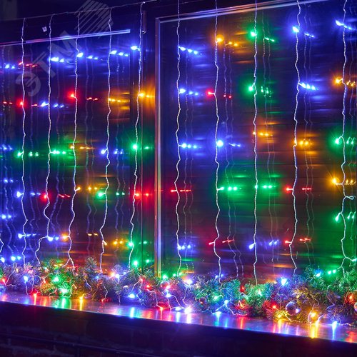 Гирлянда Занавес светодиодный 3х3 м 192 светодиода разноцветный свет прозрачный провод ULD-C3030-192/DTA MULTI IP20 - фото 6