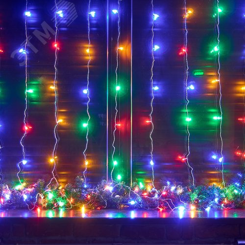 Гирлянда Занавес светодиодный 3х3 м 192 светодиода разноцветный свет прозрачный провод ULD-C3030-192/DTA MULTI IP20 - фото 8