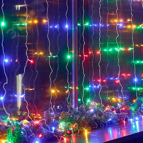 Гирлянда Занавес светодиодный 3х3 м 192 светодиода разноцветный свет прозрачный провод ULD-C3030-192/DTA MULTI IP20 - фото 9