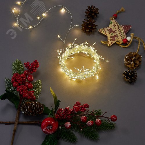 Гирлянда светодиодная Роса 10 м 250 светодиодов Теплый белый свет прозрачный провод ТМ ULD-S1000-250/DTA WARM WHITE IP20 DEWDROP - фото 7