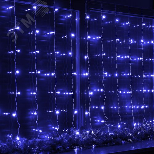 Гирлянда Занавес светодиодный 3х2 м 160 светодиодов синий свет прозрачный провод ULD-C3020-160/DTA BLUE IP20 - фото 6